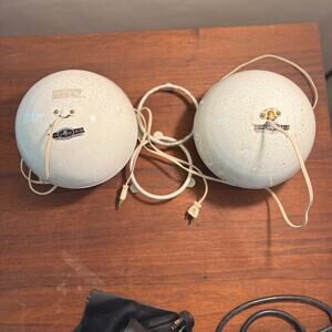 Vintage 60s MCM AFCO Lot of 2 Mid Century Modern Hanging Sphere Ball Lamps USA